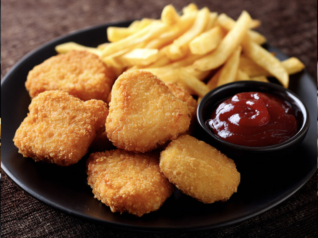 kids menue chicken nuggets with french fries